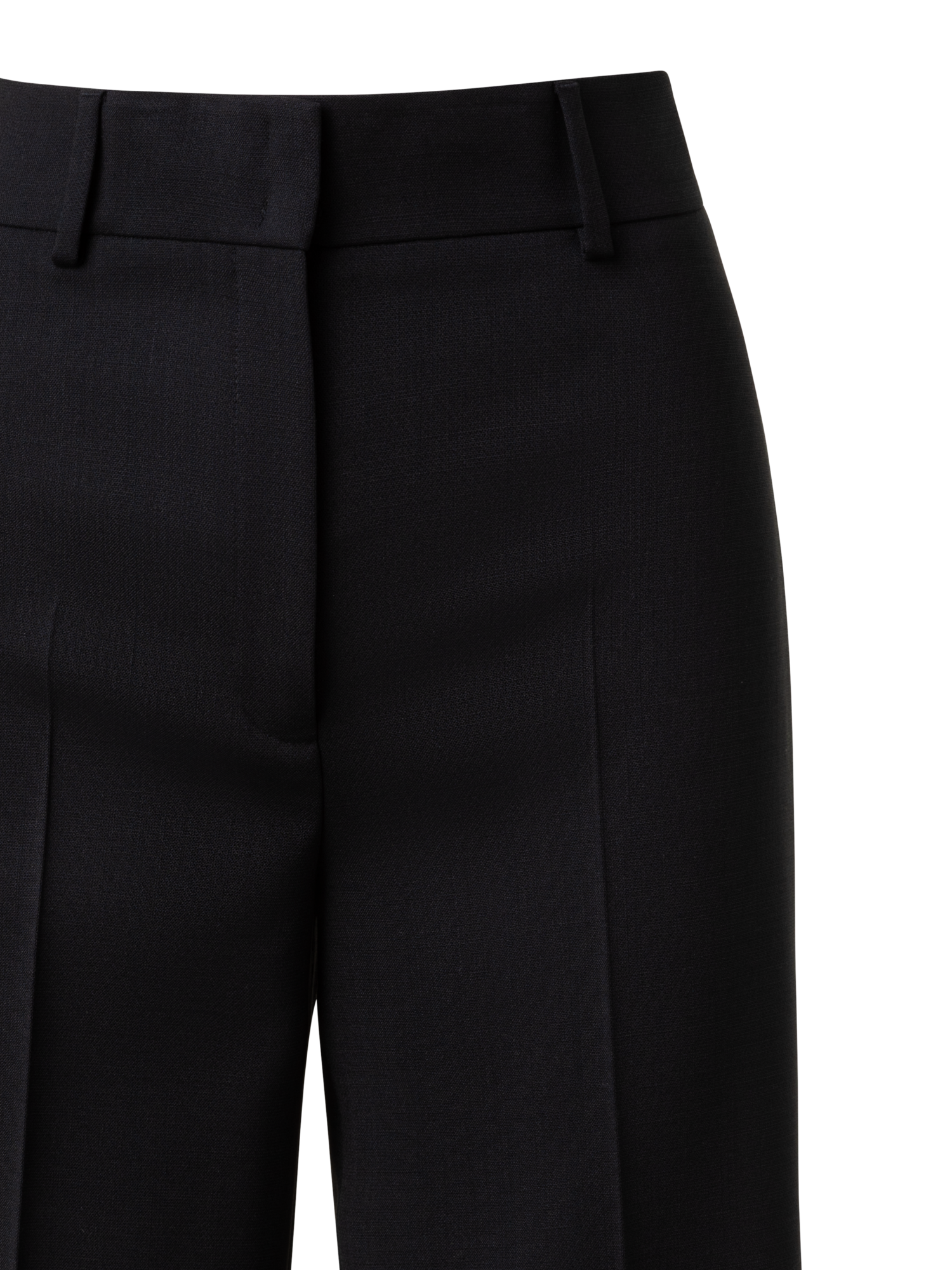 Designer Cropped Wide Wool Stretch Pants with Fringe - black