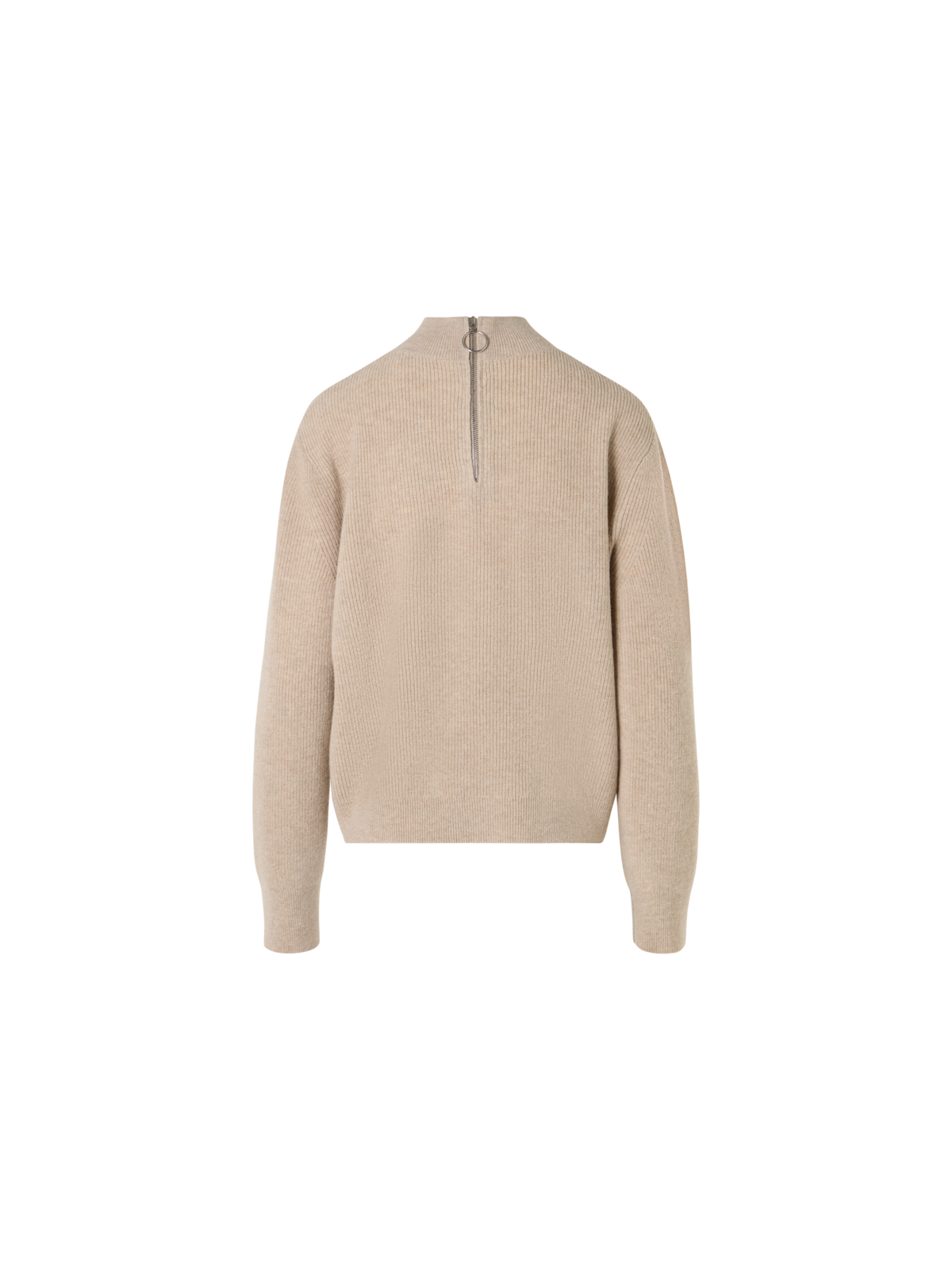 Designer Wool Cashmere Mock Neck Sweater - beige