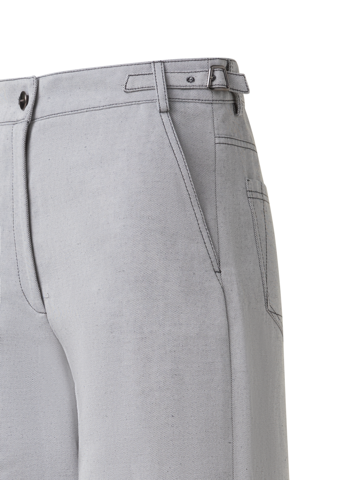 Designer Wide Cotton Denim Stretch Pants - black - pastel - grey