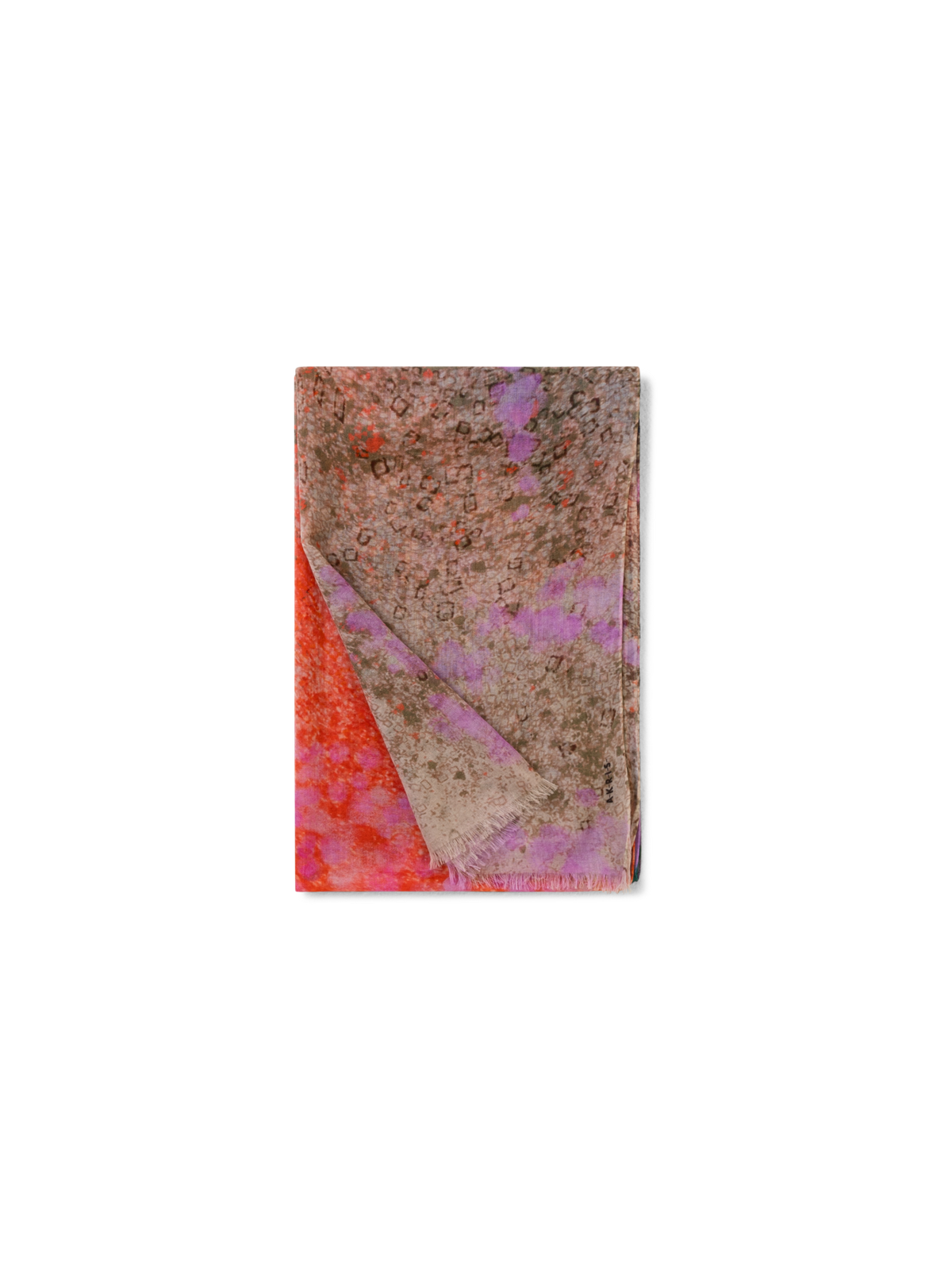 Designer Cashmere Silk Scarf with Waterlilly print - multicolor