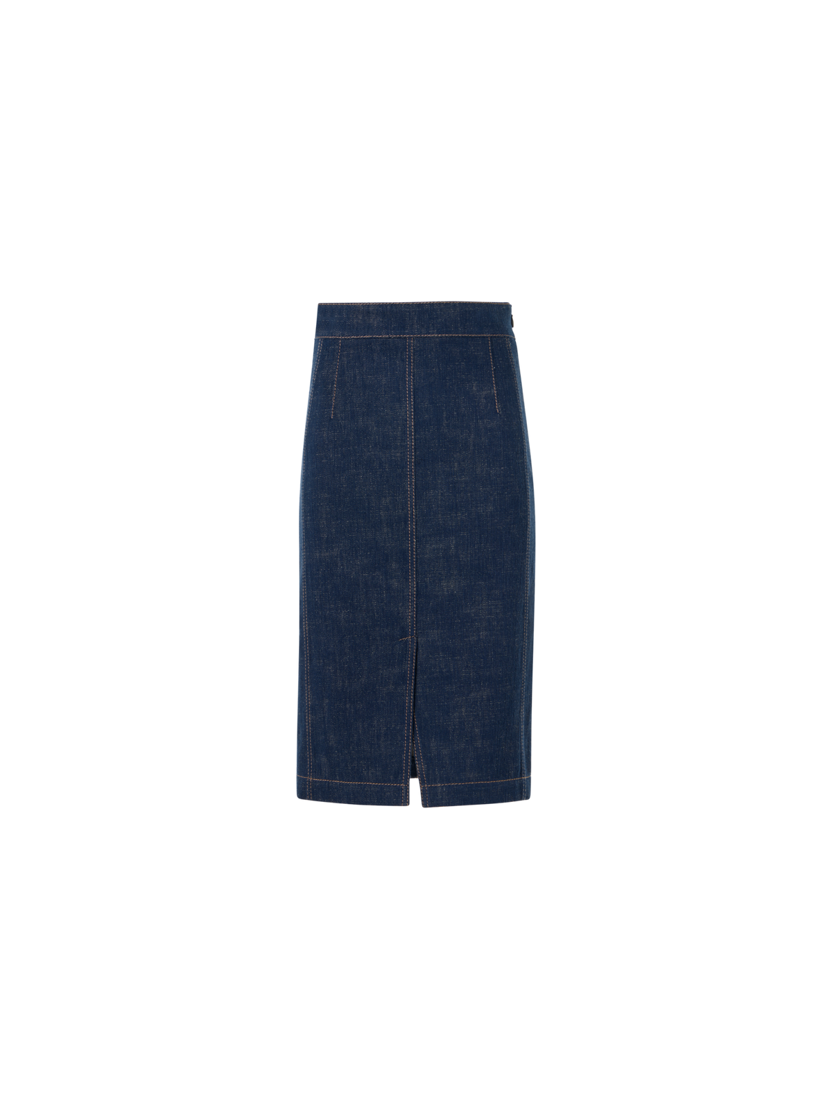 Designer High Waist Pencil Skirt in Brushed Winter Denim - navy - blue
