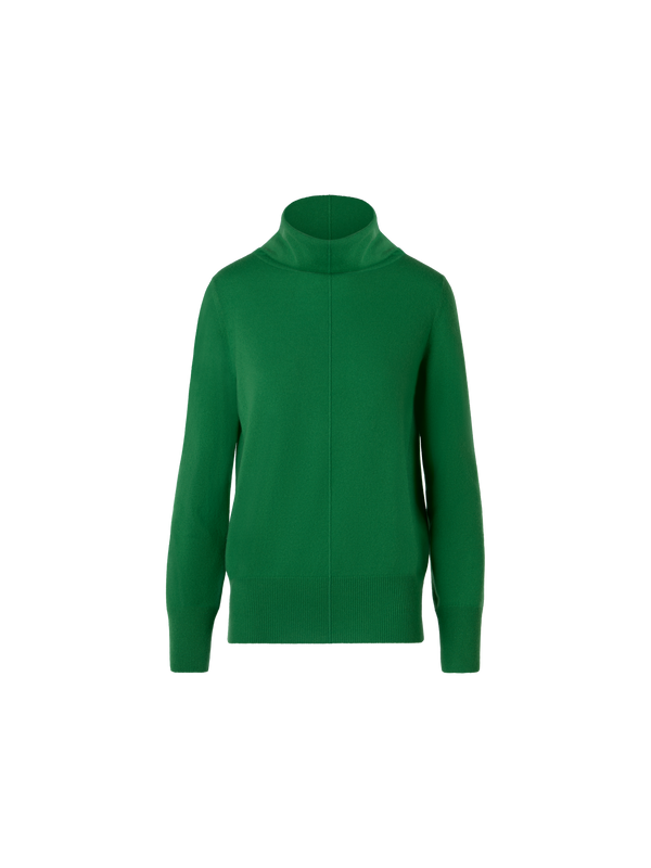 Designer Cashmere Sweater with Wide Turtleneck - green