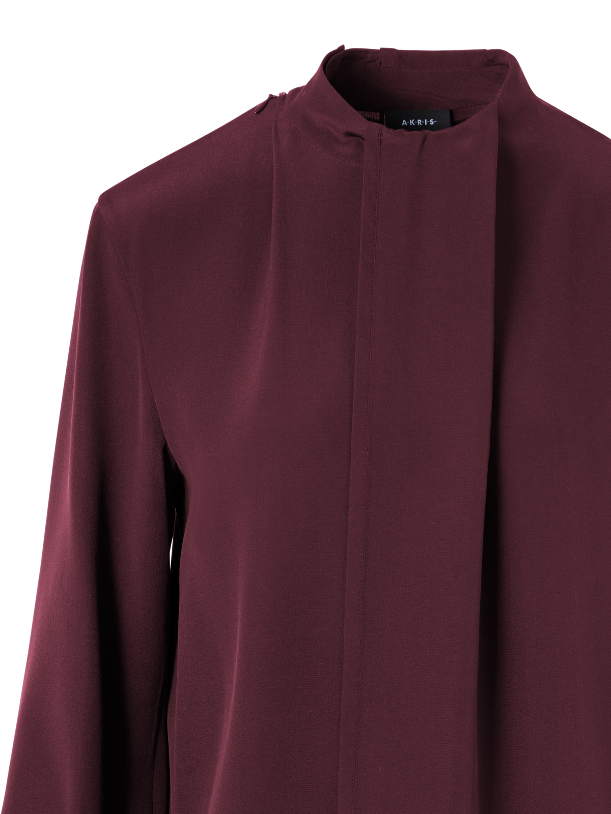 Designer Silk Blouse with Asymmetric Overlayer - red