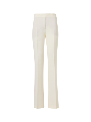 Designer Carl Straight-Leg Pants in Linen-Wool Crêpe Double-Face - ecru