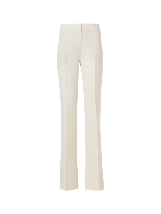 Designer Carl Straight-Leg Pants in Linen-Wool Crêpe Double-Face - ecru