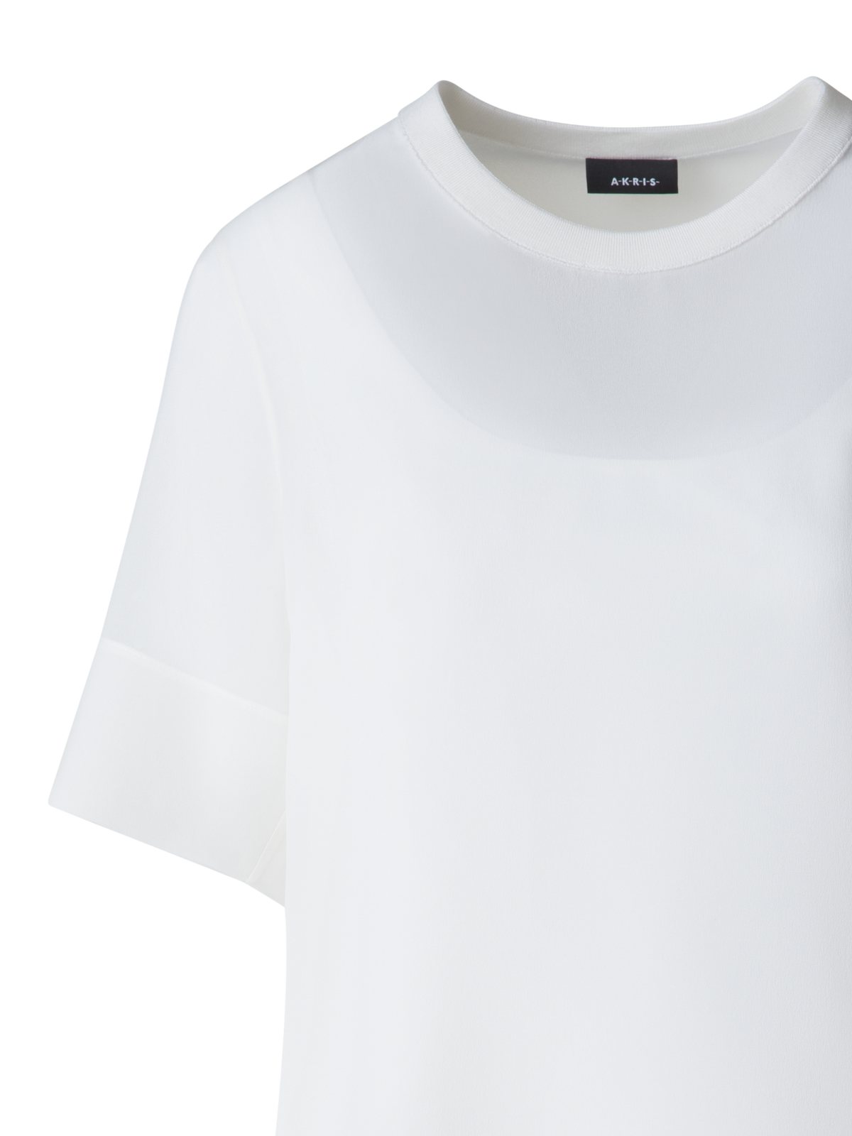 Designer Sheer Short Sleeve Silk Blouse - neutral - ecru - white