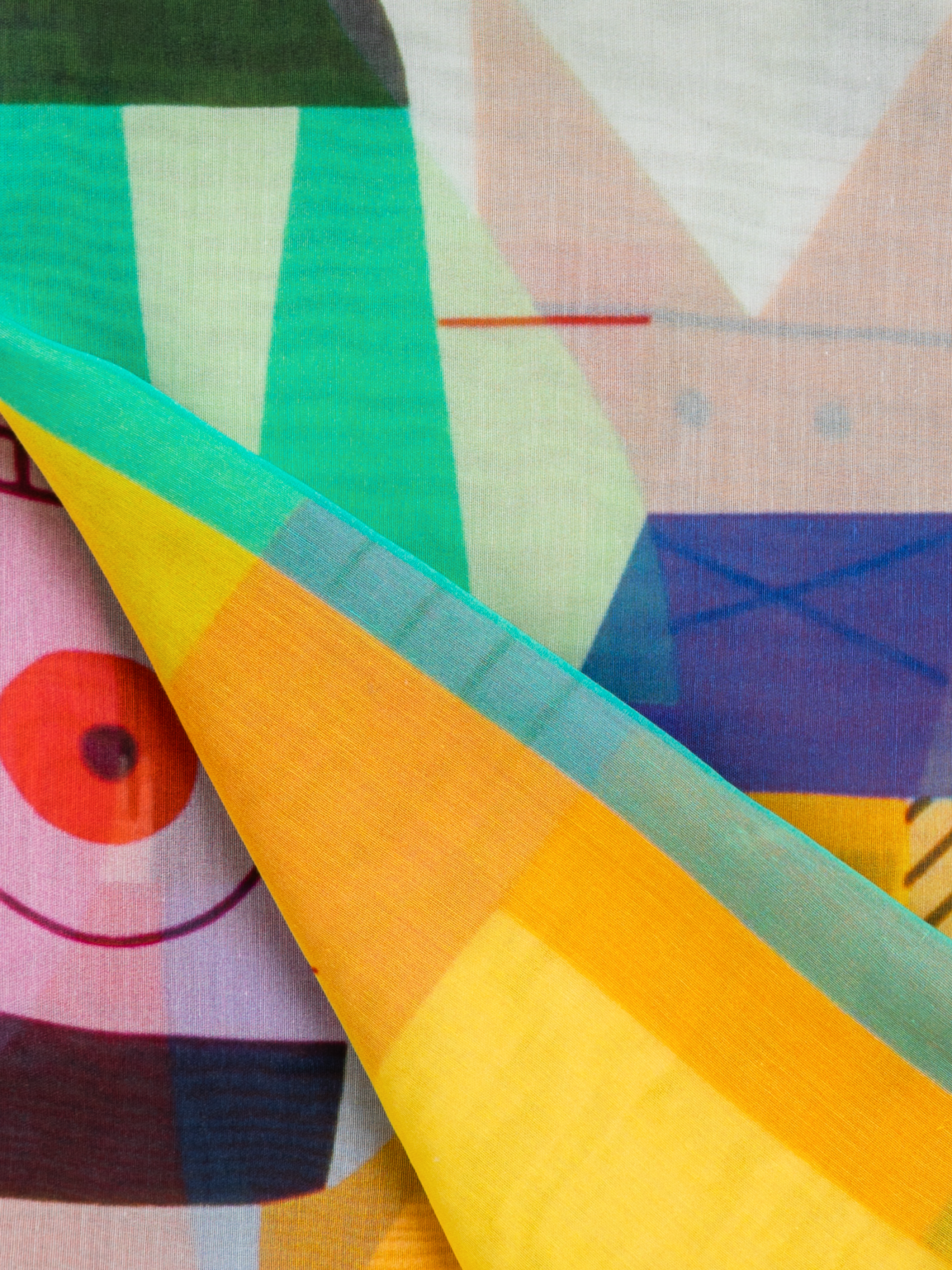 Designer Cotton Silk Scarf with Wooden Dolls Print - multicolor