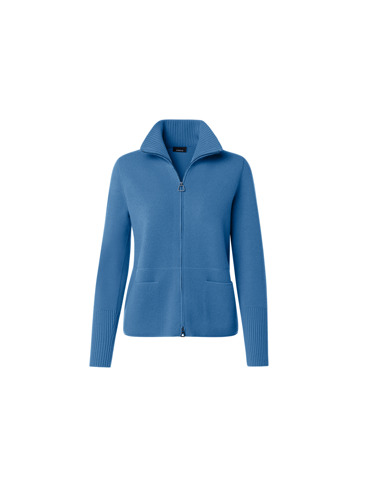 Designer Pure Cashmere Knit Cardigan - blue