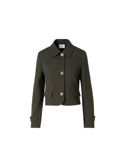 Designer Long-Sleeve Glen-Check Heavy Wool Twill Jacket - green
