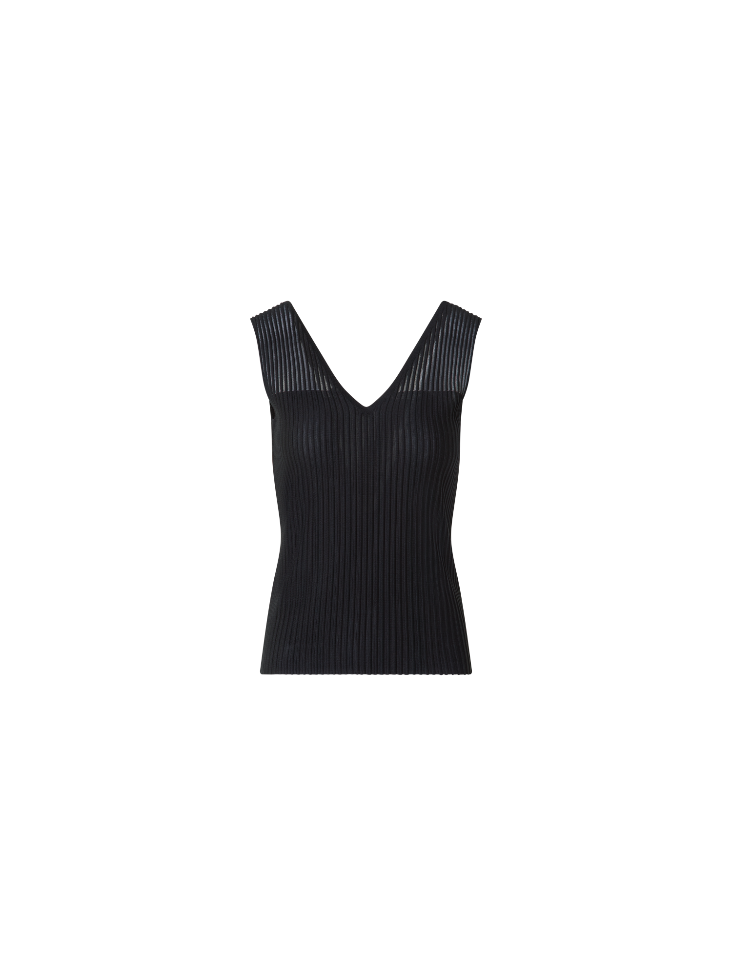 Designer Sleeveless Silk Cotton Top with Sheer Shoulder - black - neutral