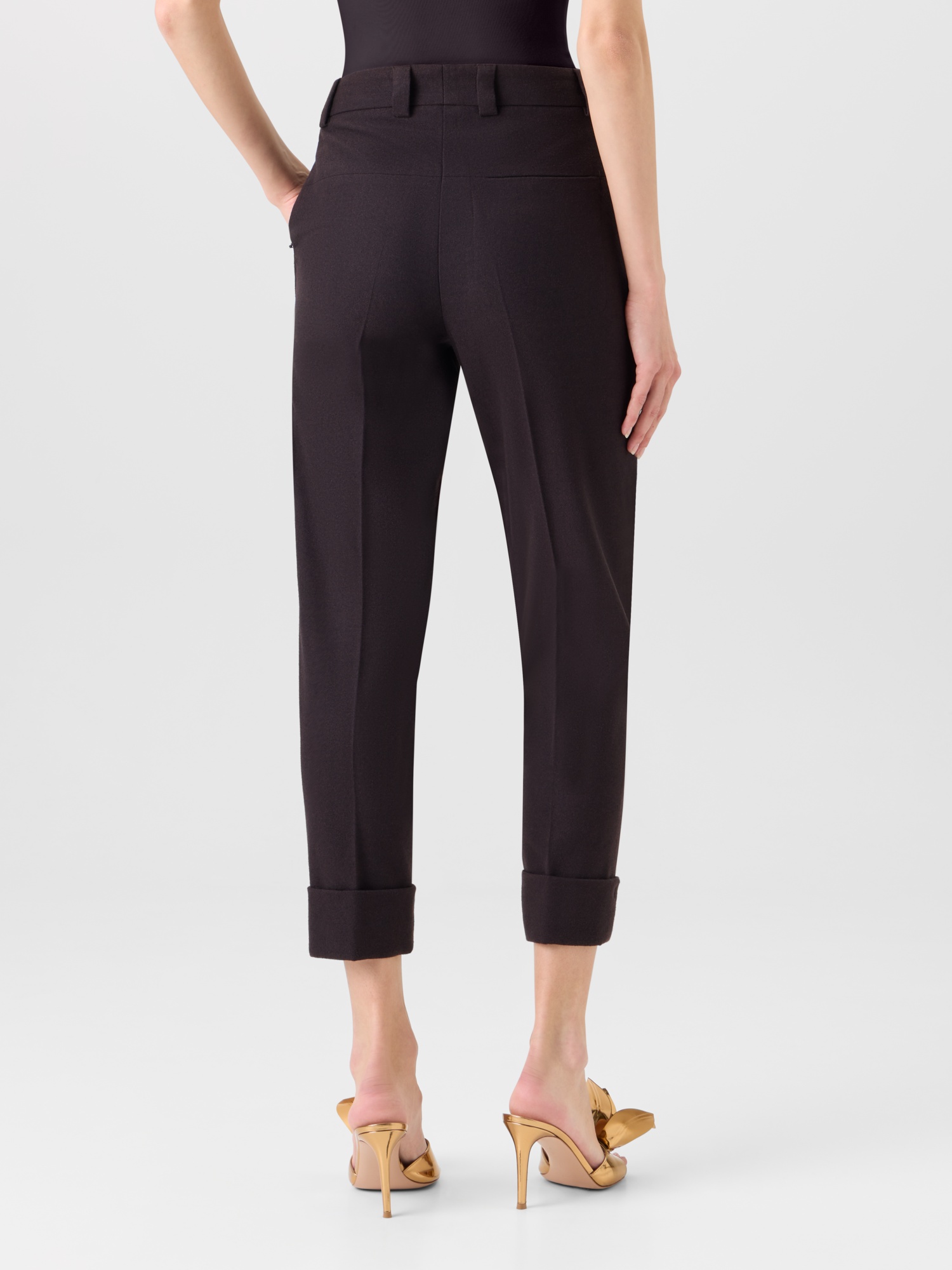 Designer Cuffed Tapered Flannel Pants 