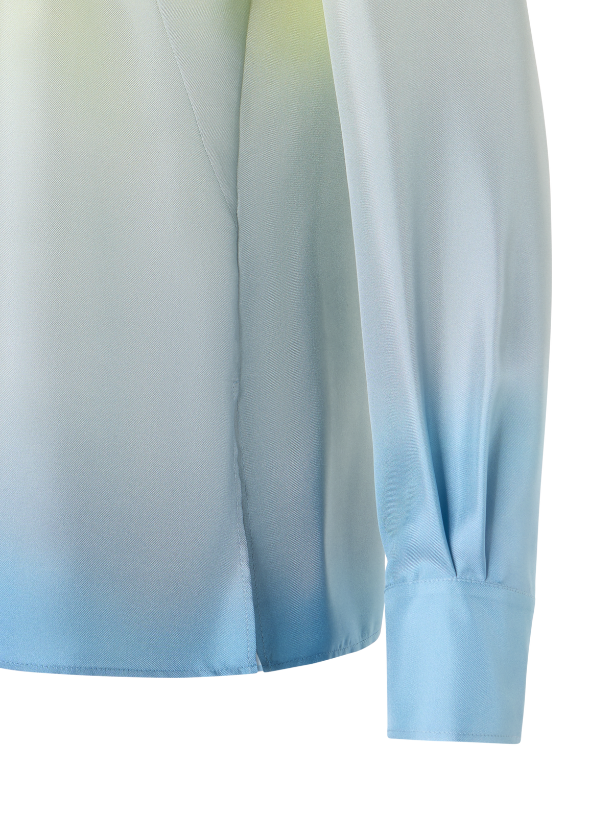 Designer Silk Twill Tunic Blouse with Sunbeam Print - blue - multicolor