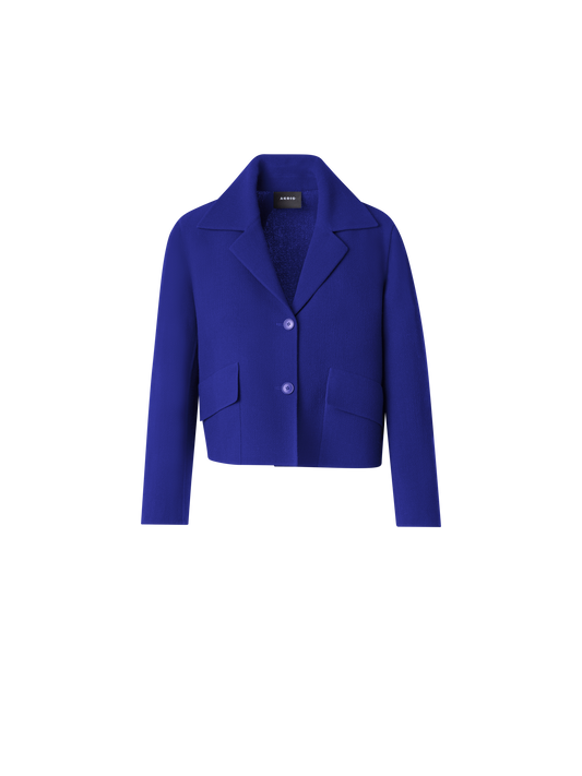 Designer Short Jacket in Wool Crêpe Double-Face - purple