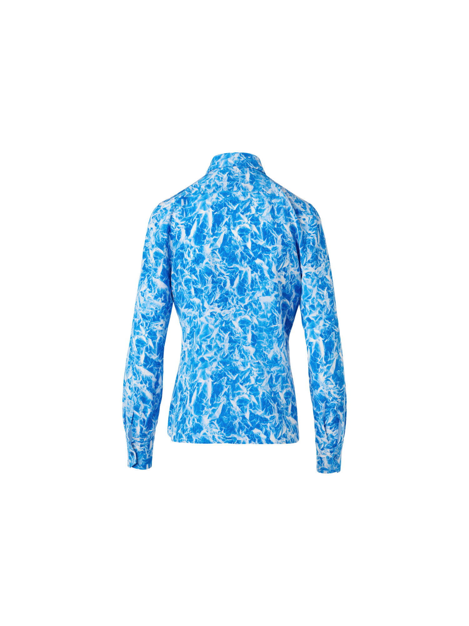 Designer Silk Crêpe Tunic Blouse with Whitecaps Print - navy - ecru