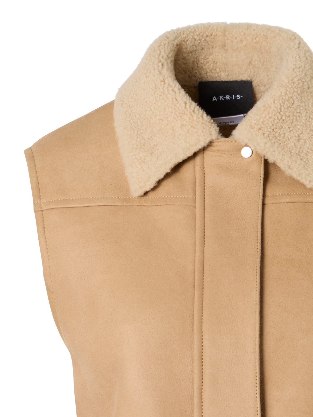 Designer Mika Shearling Gilet with Fur Collar - beige