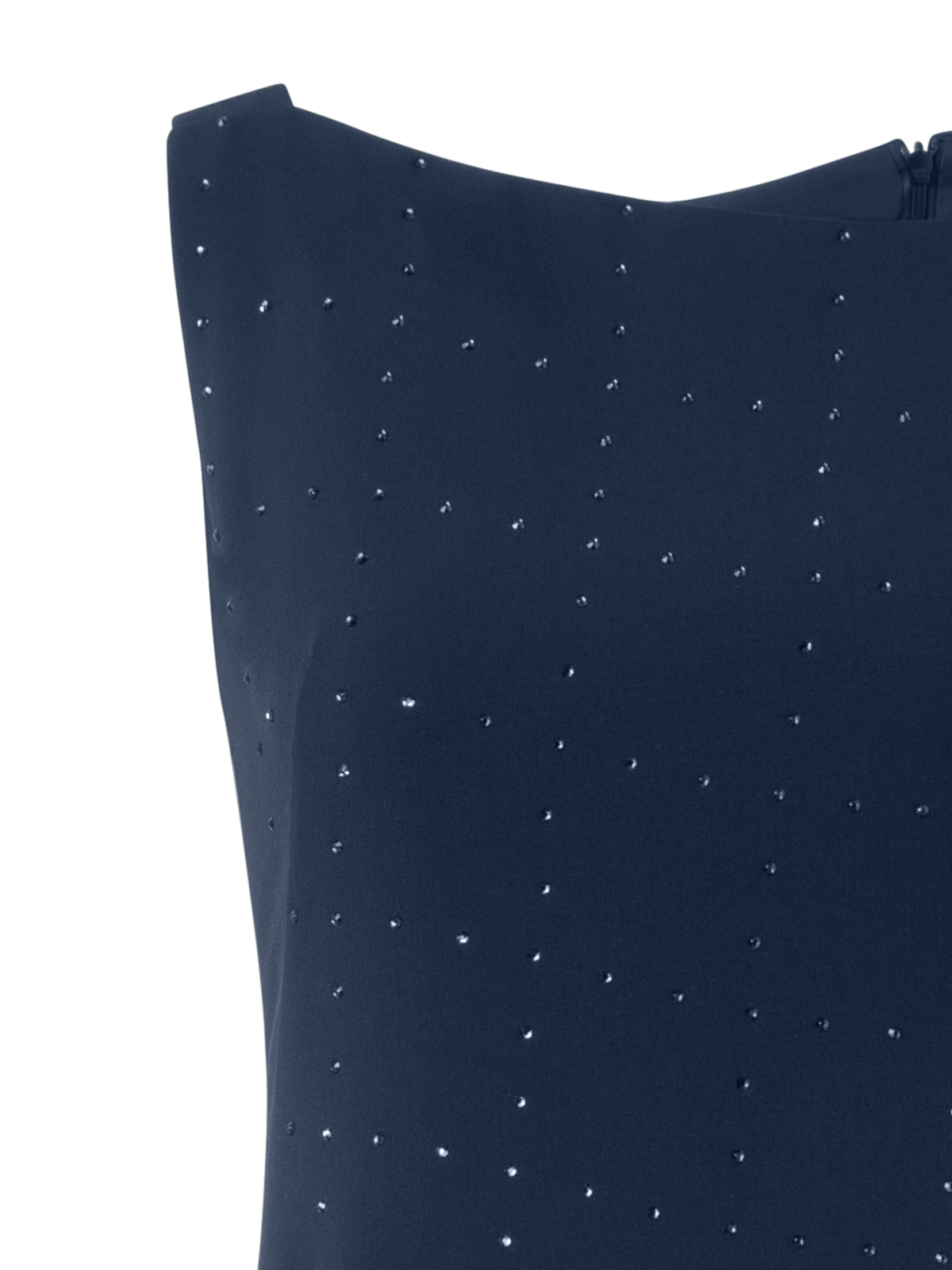 Designer Swarovski Crystal Square Studs Gown with Slit - neutral - navy - blue