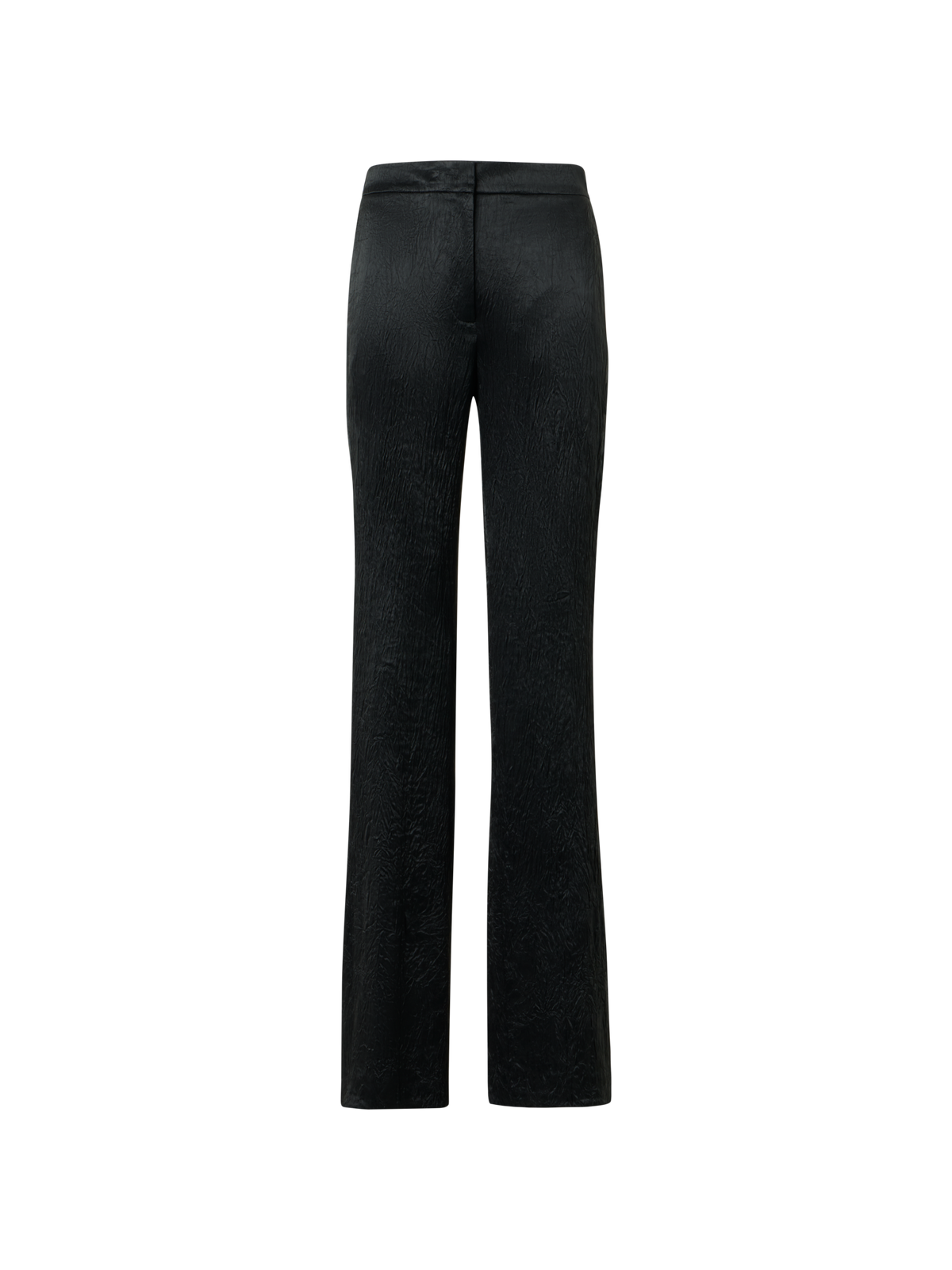 Designer Marla Elastic Waist Crinkled Satin Straight Pants - black