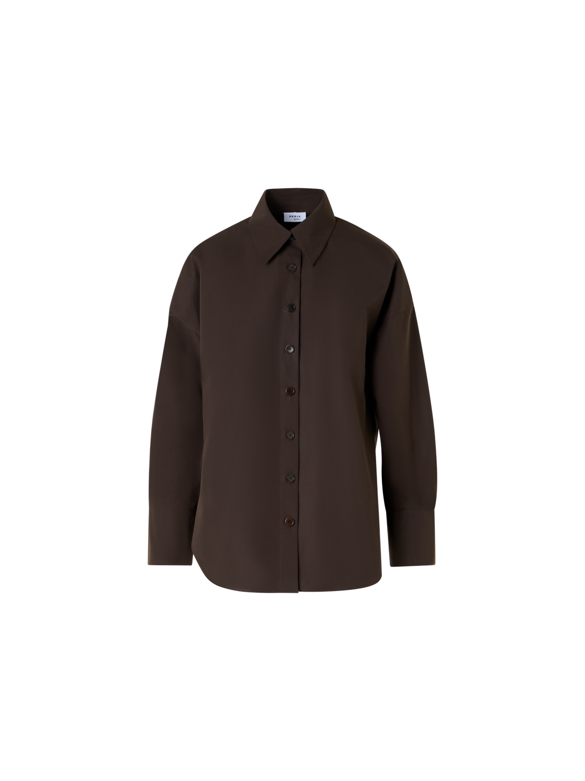 Designer Long-Sleeve Cotton Shirt Blouse - brown