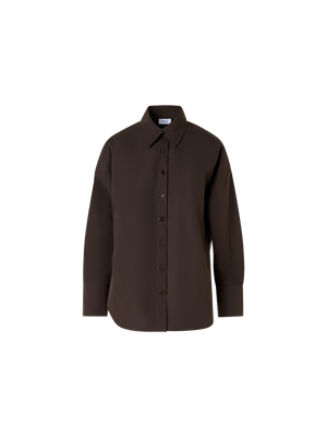 Designer Long-Sleeve Cotton Shirt Blouse - brown