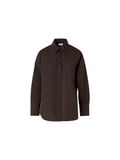 Designer Long-Sleeve Cotton Shirt Blouse - brown