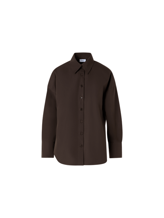 Designer Long-Sleeve Cotton Shirt Blouse - brown