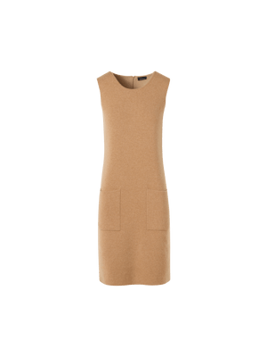 Designer Sleeveless Cashmere Double-Face Knit Dress - brown