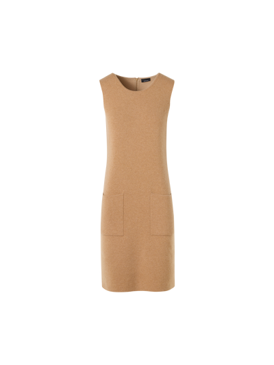 Designer Sleeveless Cashmere Double-Face Knit Dress - brown