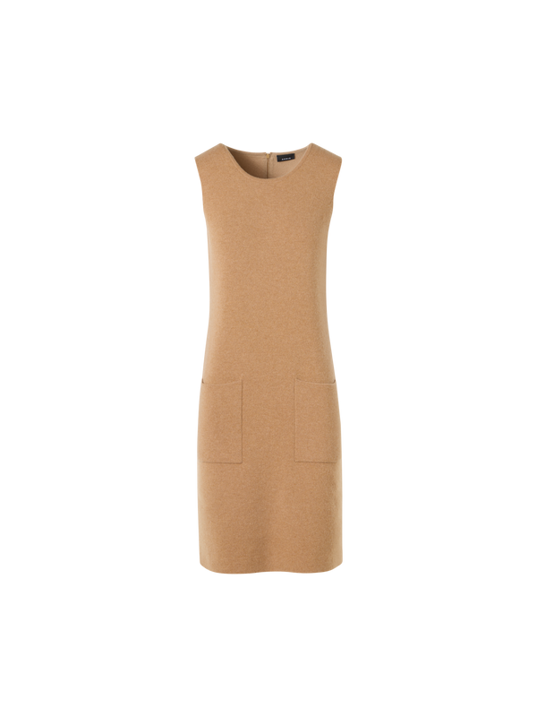 Designer Sleeveless Cashmere Double-Face Knit Dress - brown