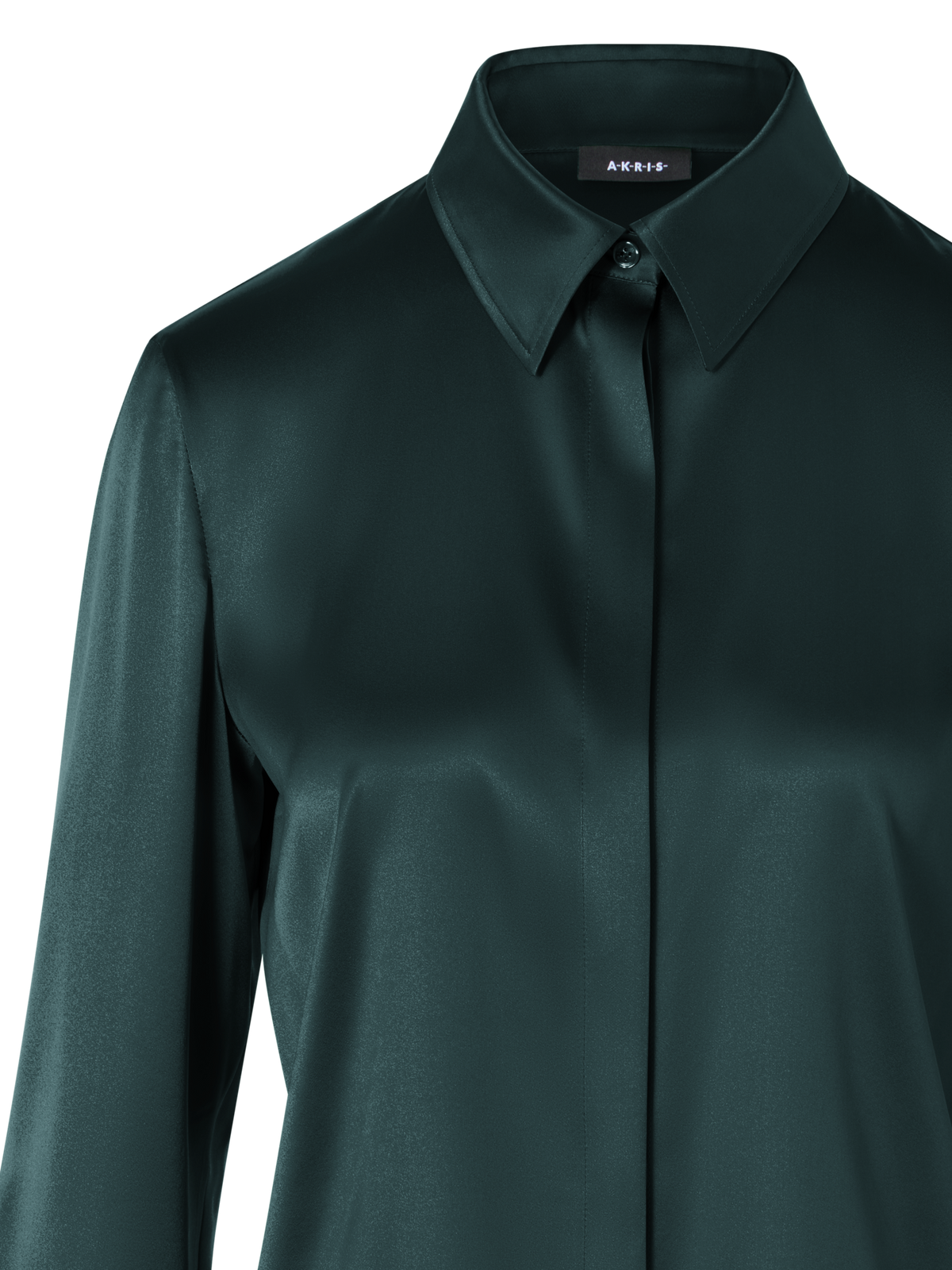 Designer Silk Satin Stretch Shirt - green
