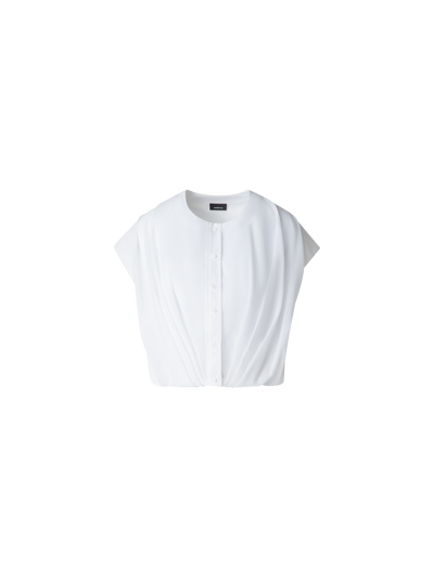 Designer Sleeveless Cotton Voile Blouse - neutral - white