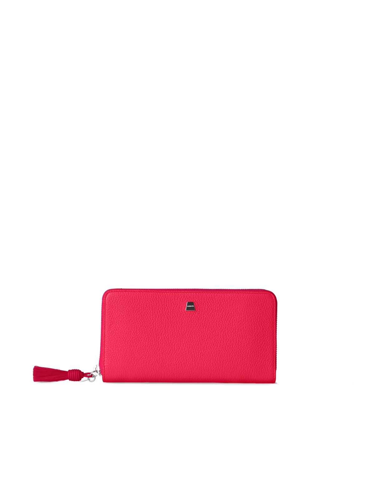 Designer Long Zip Around Wallet in Leather - red