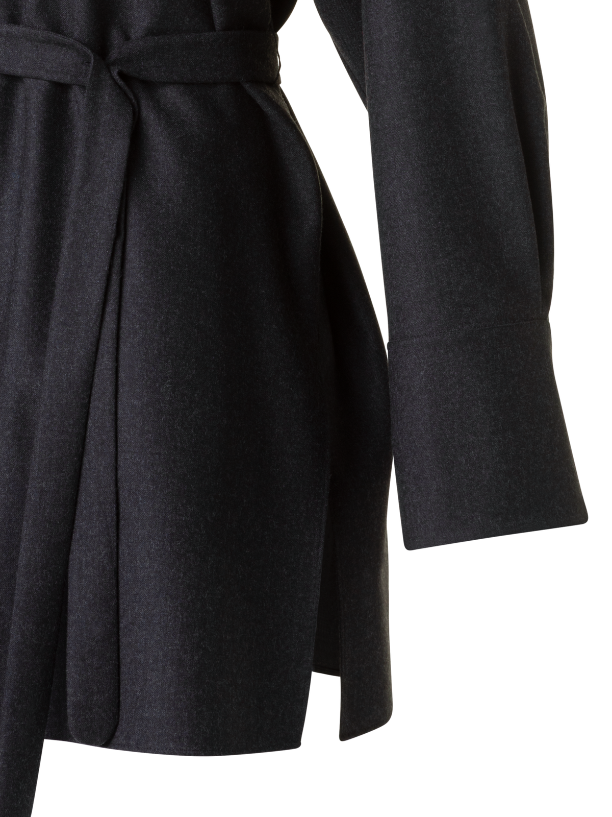 Designer Oversized Wool Flannel Tunic Blouse - neutral - grey