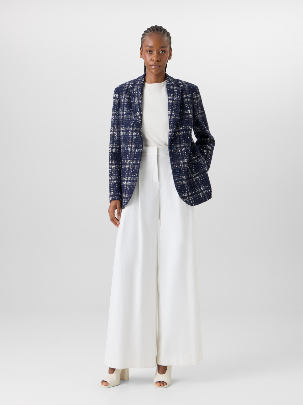 Designer Kora Jacket in Wool-Viscose Tweed - blue #editorial