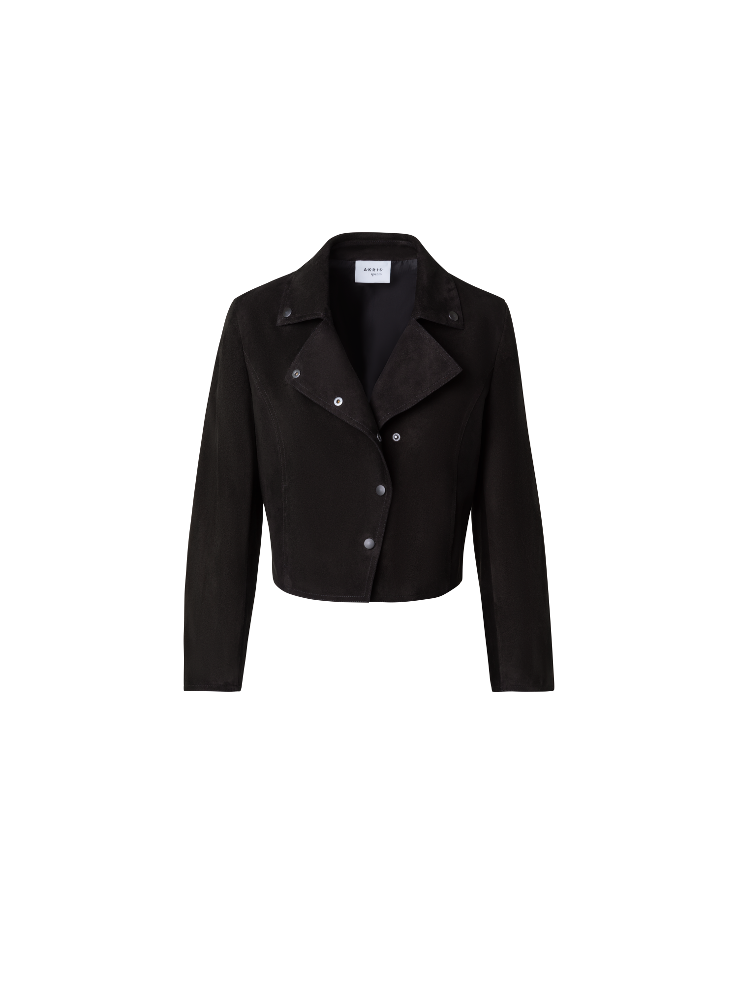 Designer Short Suede Moto Style Leather Jacket - black