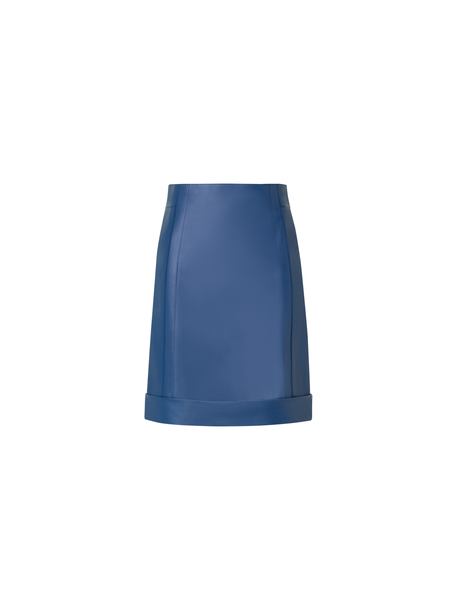 Designer Short Fitted Leather Skirt - blue