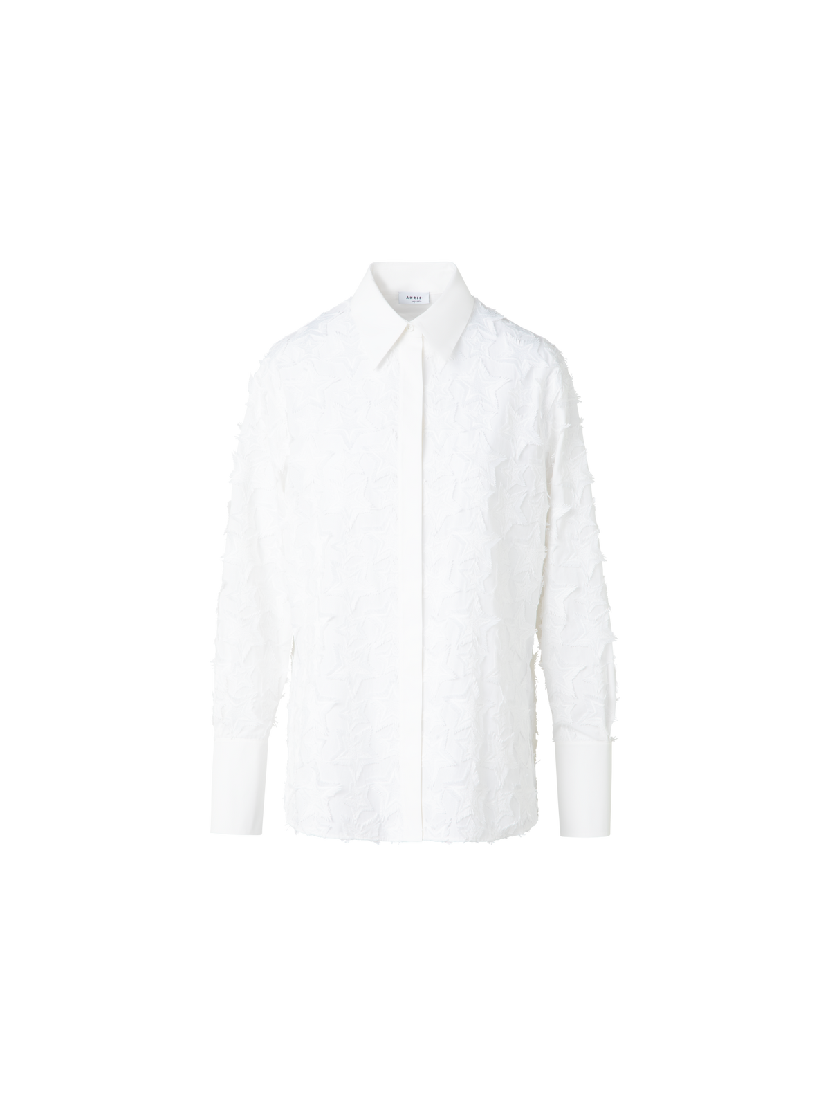 Designer Blouse in Cotton with 3D Star Embroidery - neutral - ecru - white