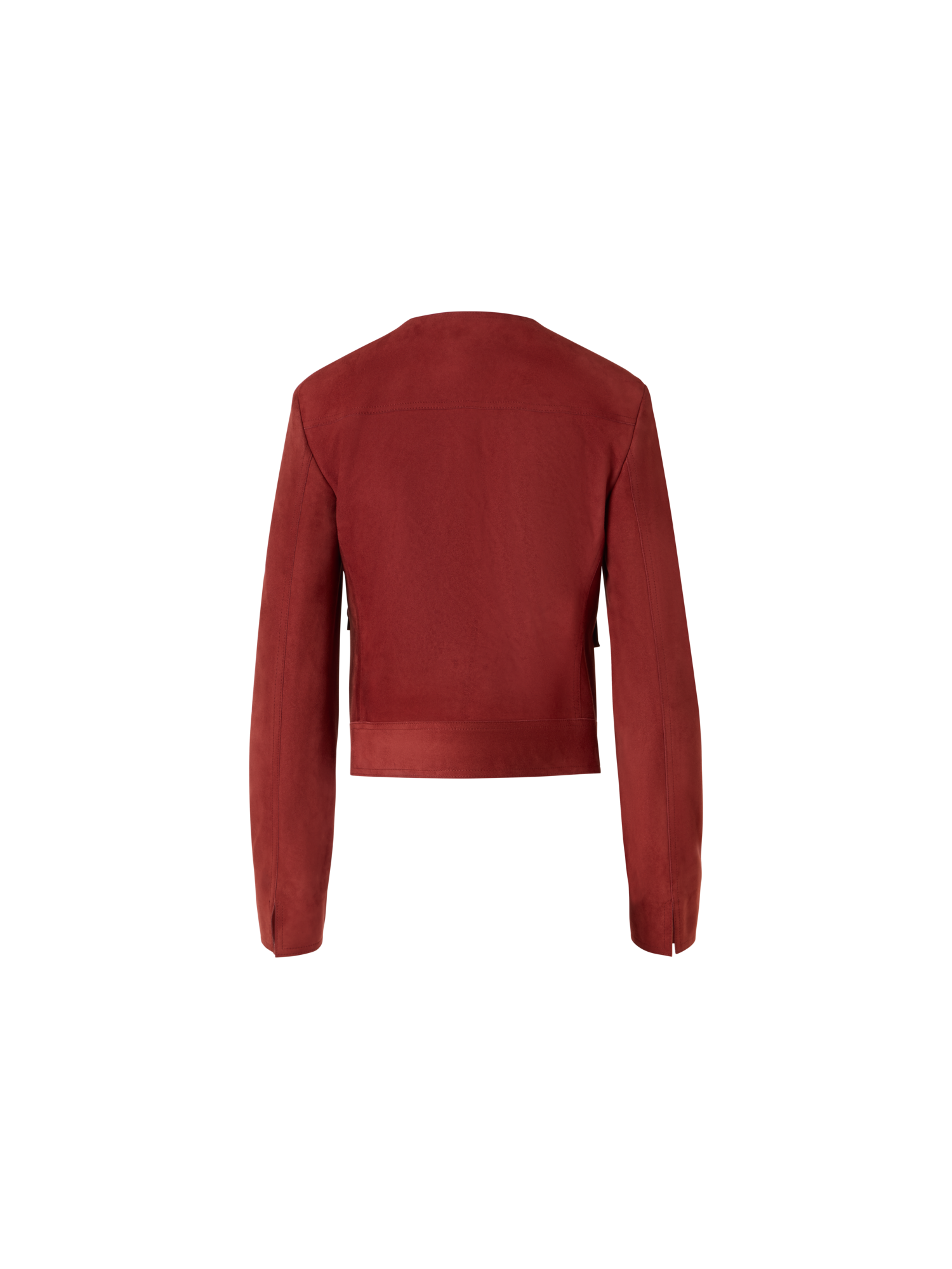 Designer Long-Sleeve Suede Leather Jacket - red