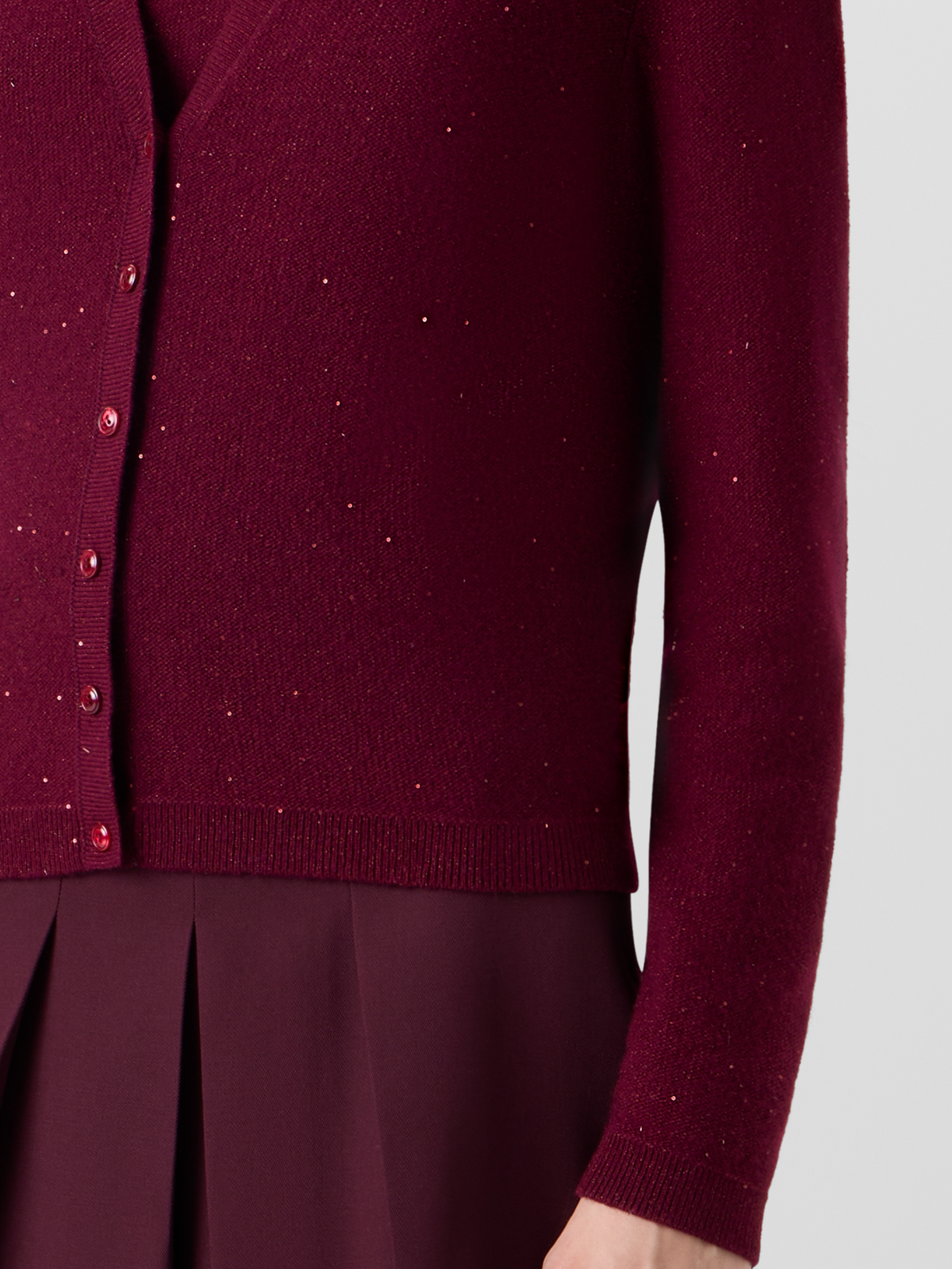 Designer Cashmere Lamé Cardigan with Fine Sequins - red #editorial