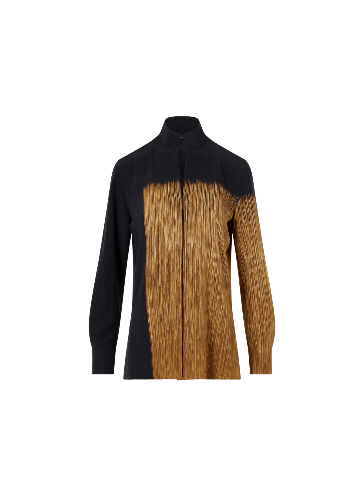 Designer Silk Tunic Blouse in Oro Lienzo Print - multicolor - black - brown