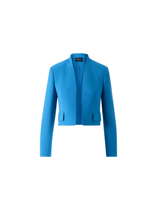 Designer Short Wool Crêpe Double-Face Jacket - blue