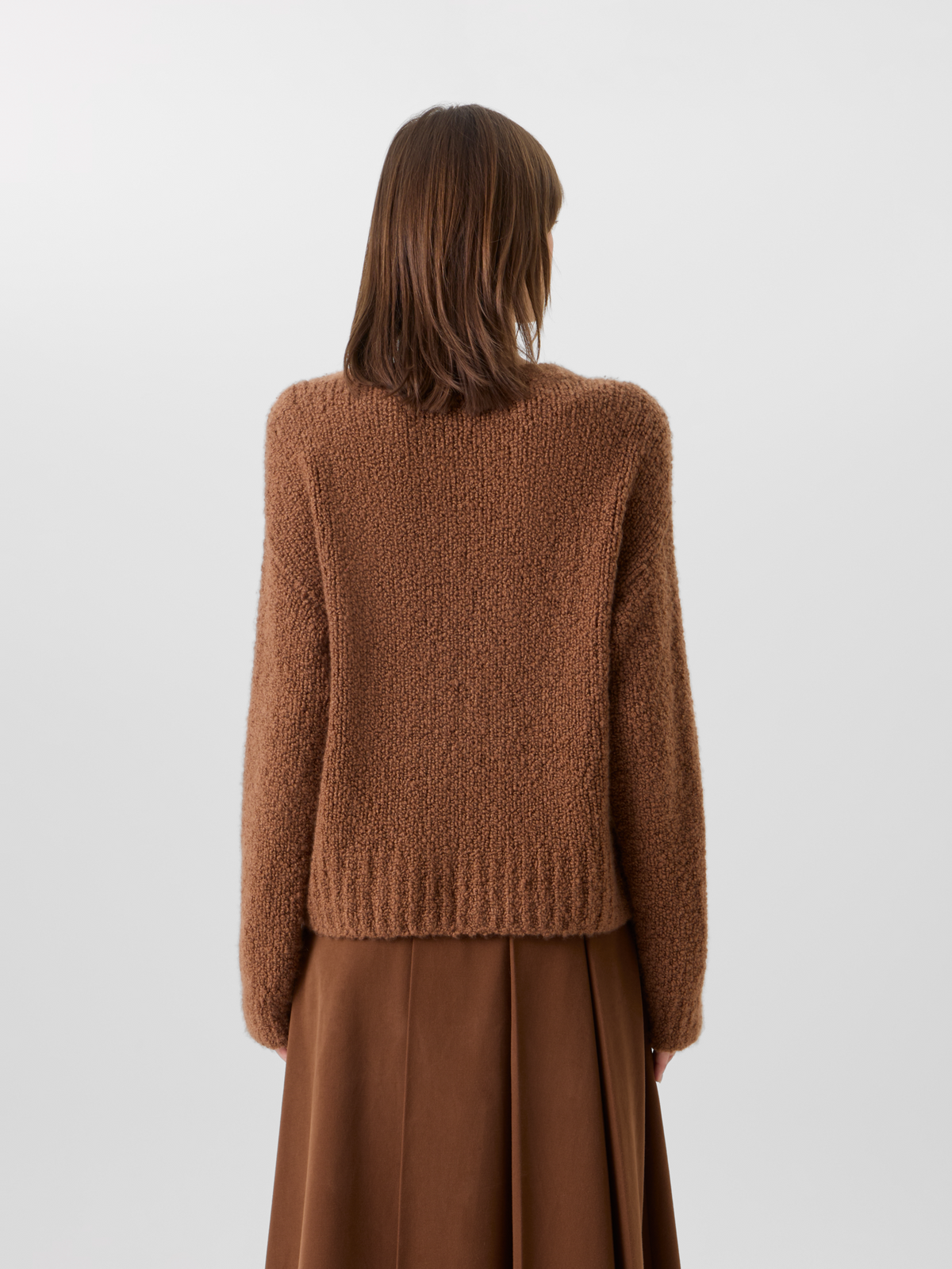 Designer Cashmere Silk Bouclé Sweater - brown #editorial