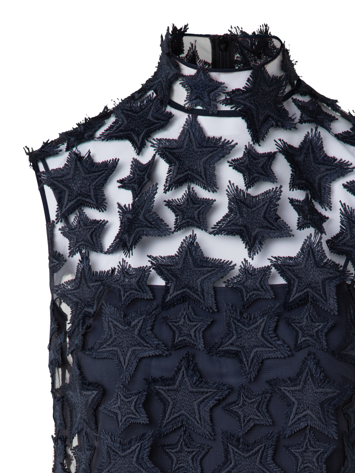 Designer Top with 3D Star Embroidery - navy - blue