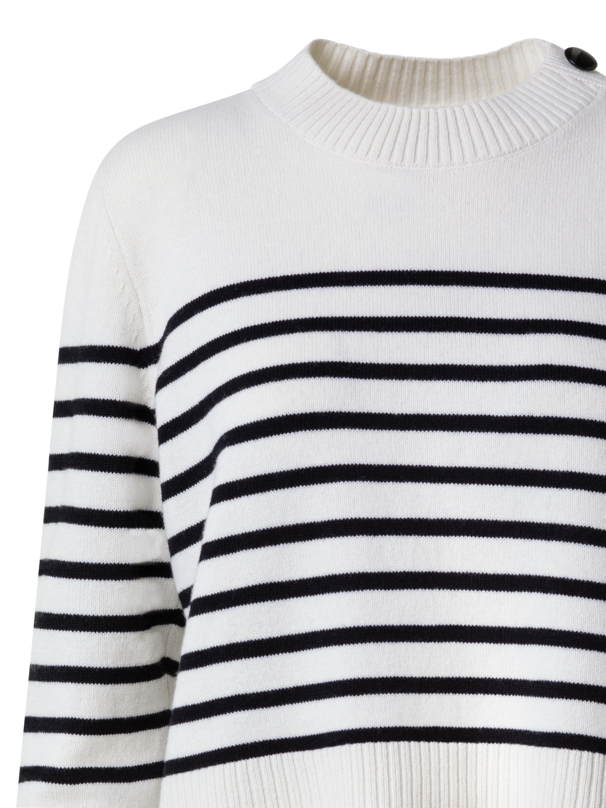 Designer Striped Boxy Sweater in Merino Cashmere Blend - multicolor - ecru - white