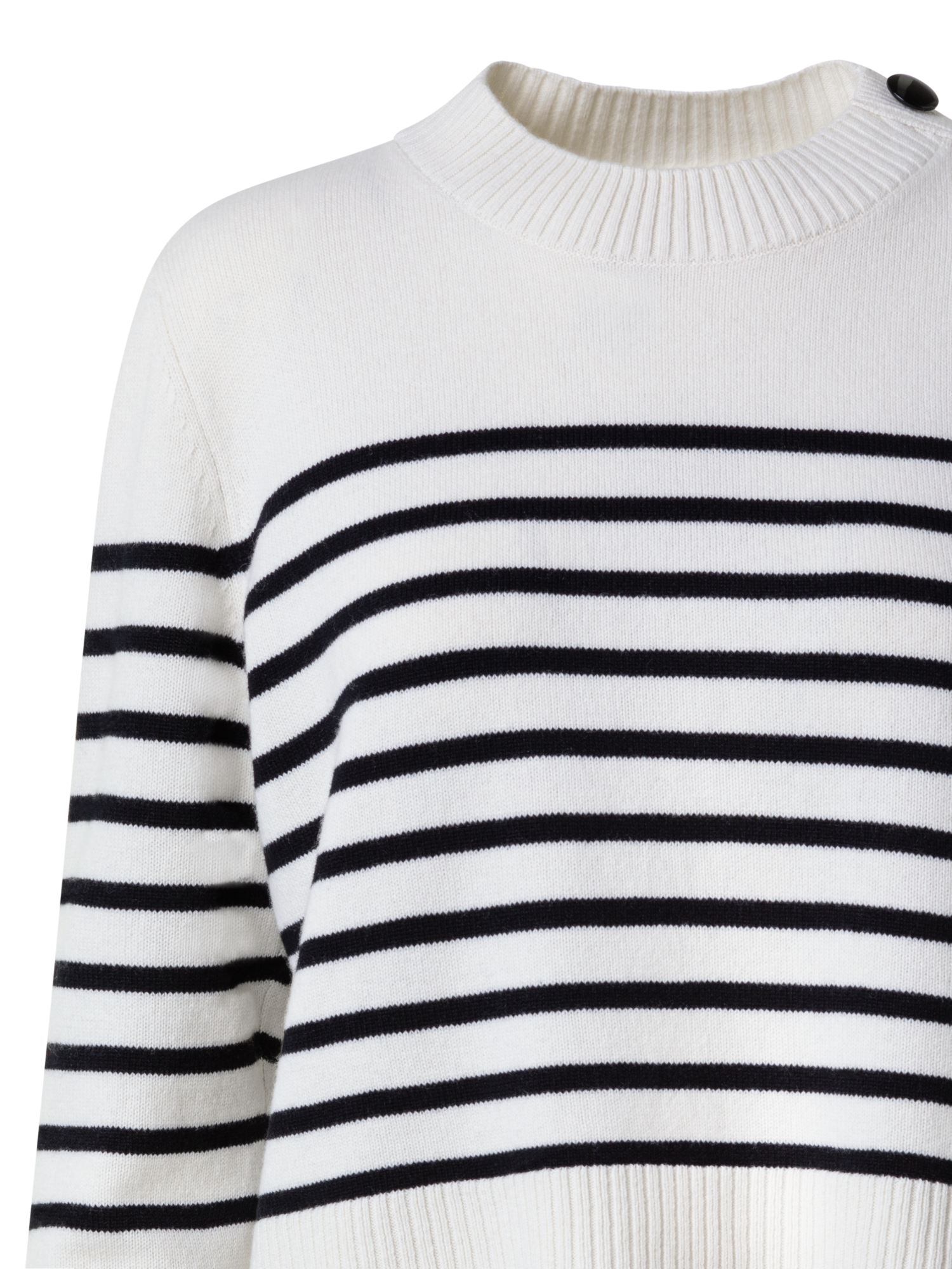 Designer Striped Boxy Sweater in Merino Cashmere Blend - multicolor - ecru - white
