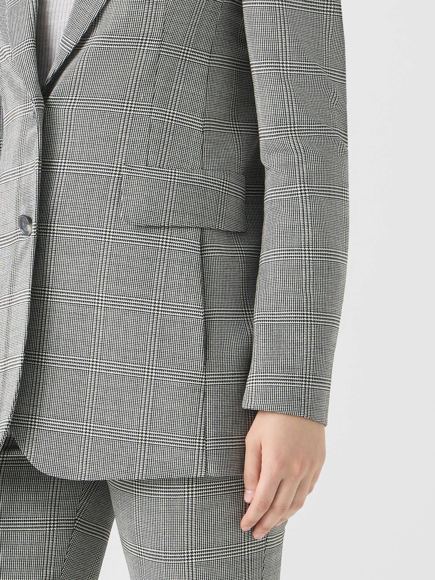 Designer Prince of Wales Check Wool Stretch Double-Face Jacket - grey 