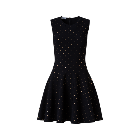 Fit and Flare Dress with Gold Polka Dot Studs