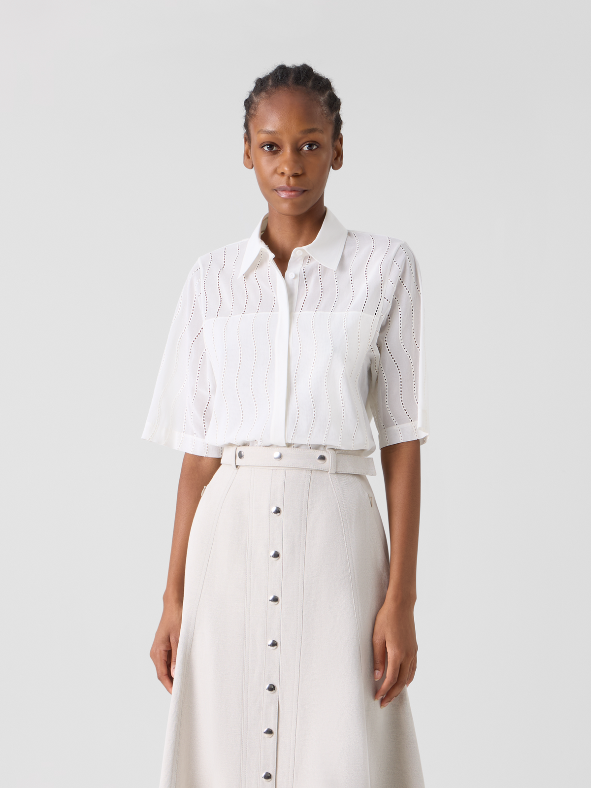 Designer Embroidered Boxy Cotton Blouse - ecru #editorial