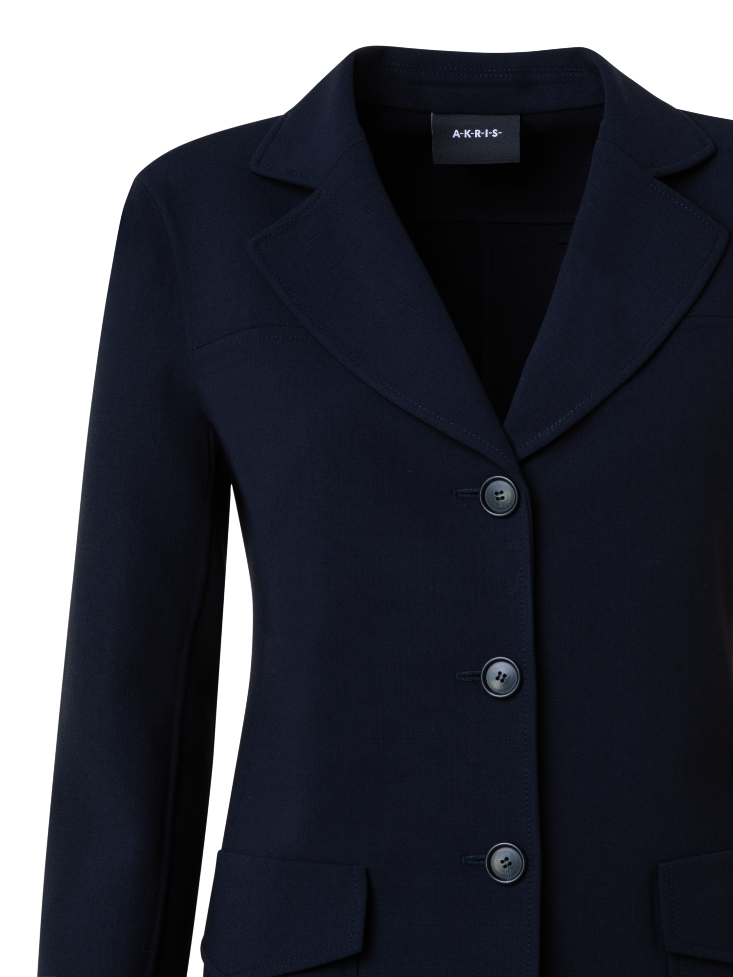 Designer Wool Stretch Double-Face Jacket - navy - blue