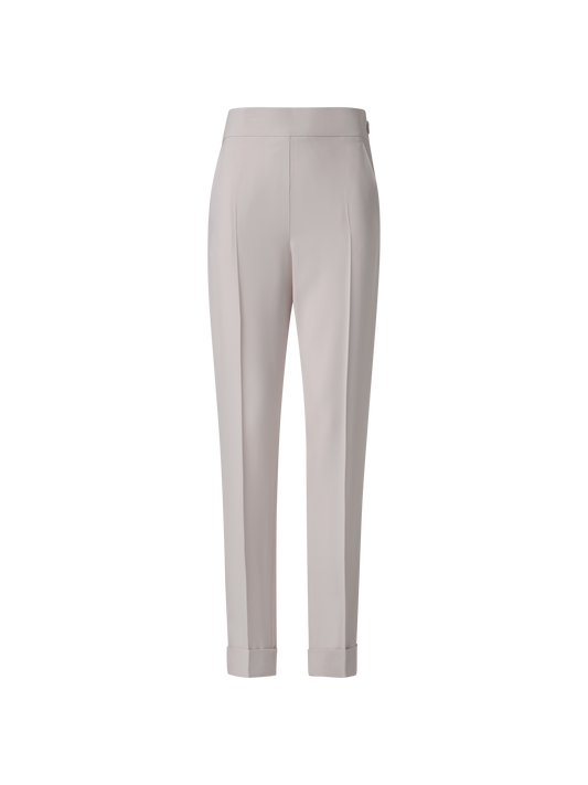 Designer Tapered Crêpe Pants with Elastic Back - neutral - grey - beige