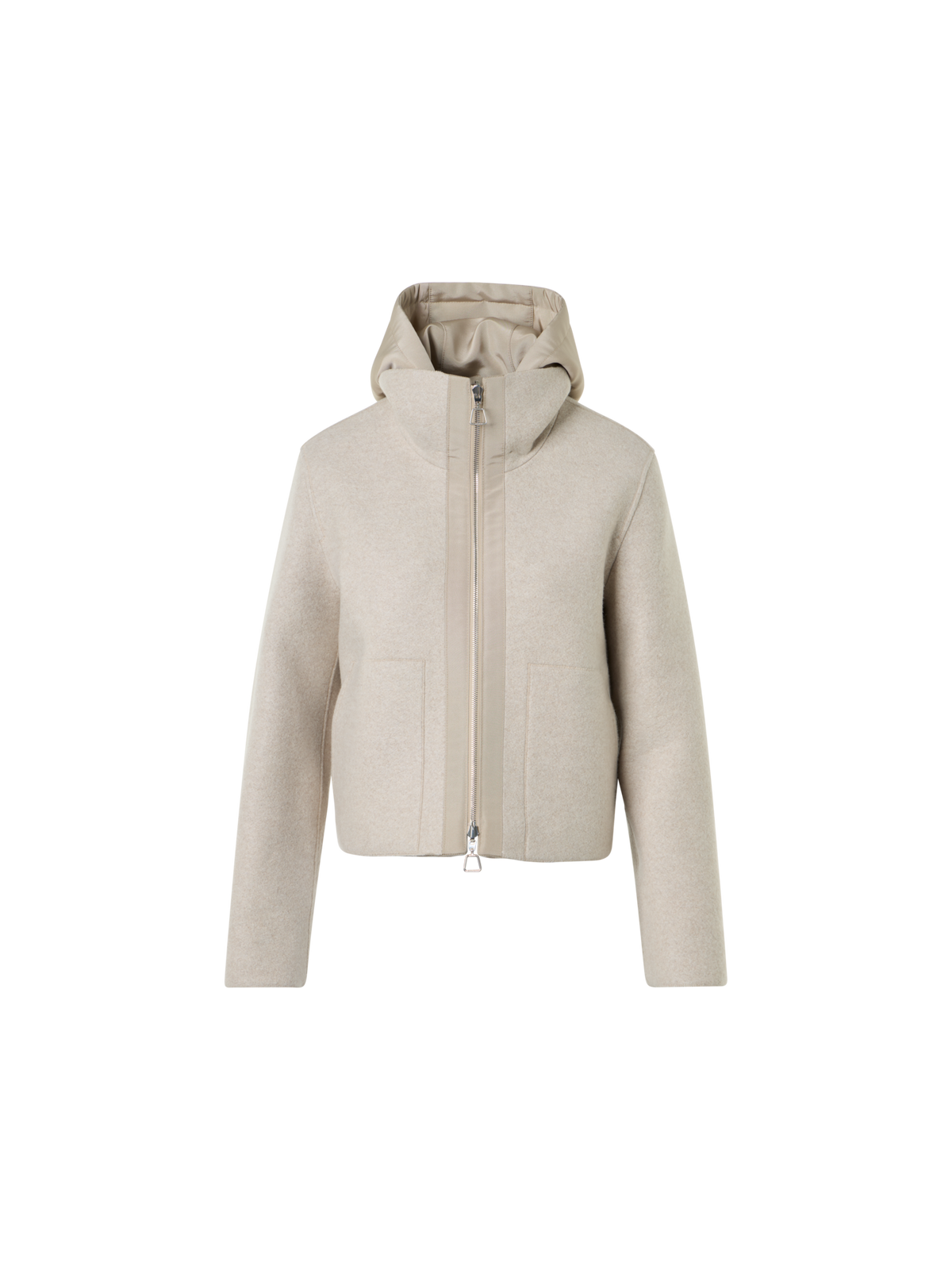 Designer Reversible Jacket in Cashmere Jersey to Silk - beige